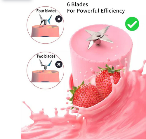 5334a Blender Portable Juicer For Smoothie Juice Vegetable Shakes With 6 Blades Wireless Charging Mini Personal Size Mixer Bottle Grinder 420 Ml Multicolor