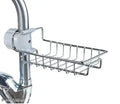 Kitchen Sink Faucet Sponge Holder Caddy Organizer Over, Stainless Steel Heavy Duty Thickening Hanging Drain Rack for scrubbers, soap, Bathroom, Detachable no Suction Cup Bathroom soap Holder