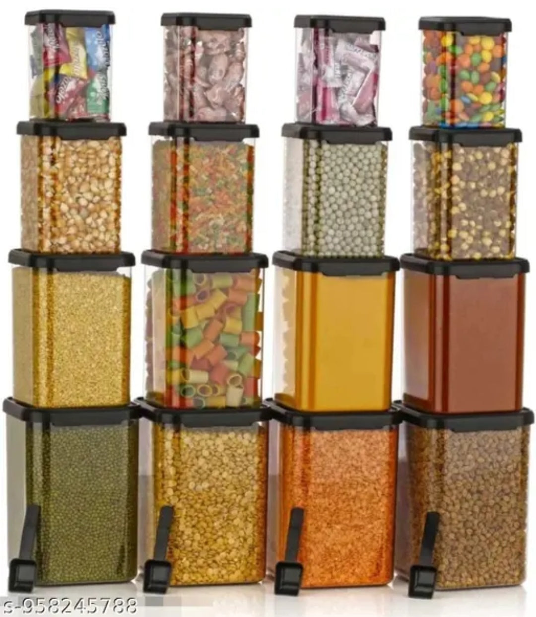 1400Ml Airtight Containers Set For Kitchen Storage And Containers Box For Pantry Organization And Container For Kitchen Storage,Set of 16 (350ml+650ml+950ml+1400ml)